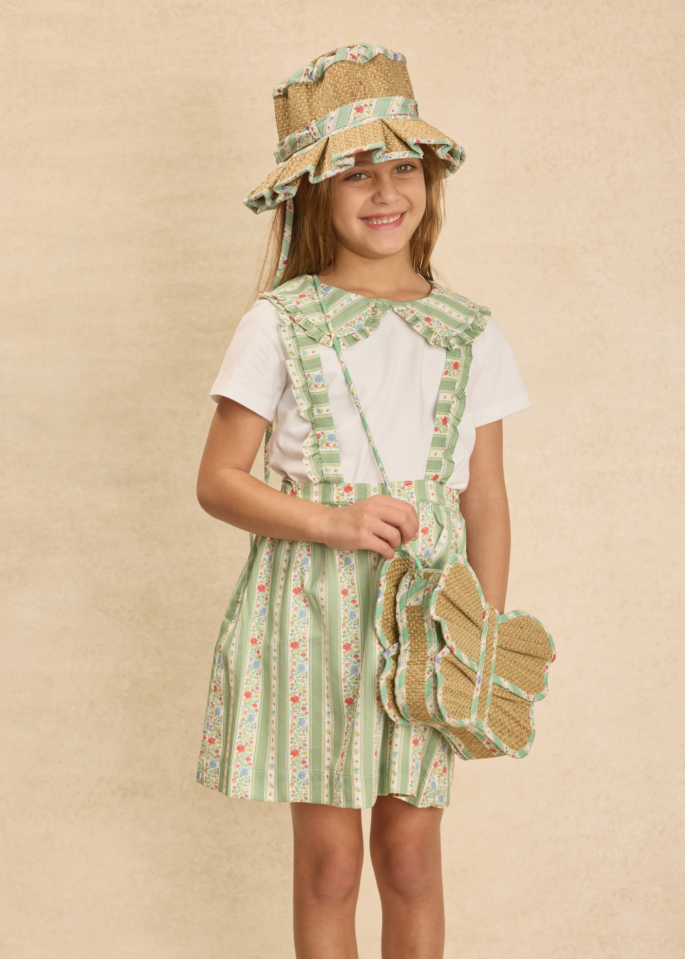 Sage Floral Stripe | Beauty Point Girl Grass Hat