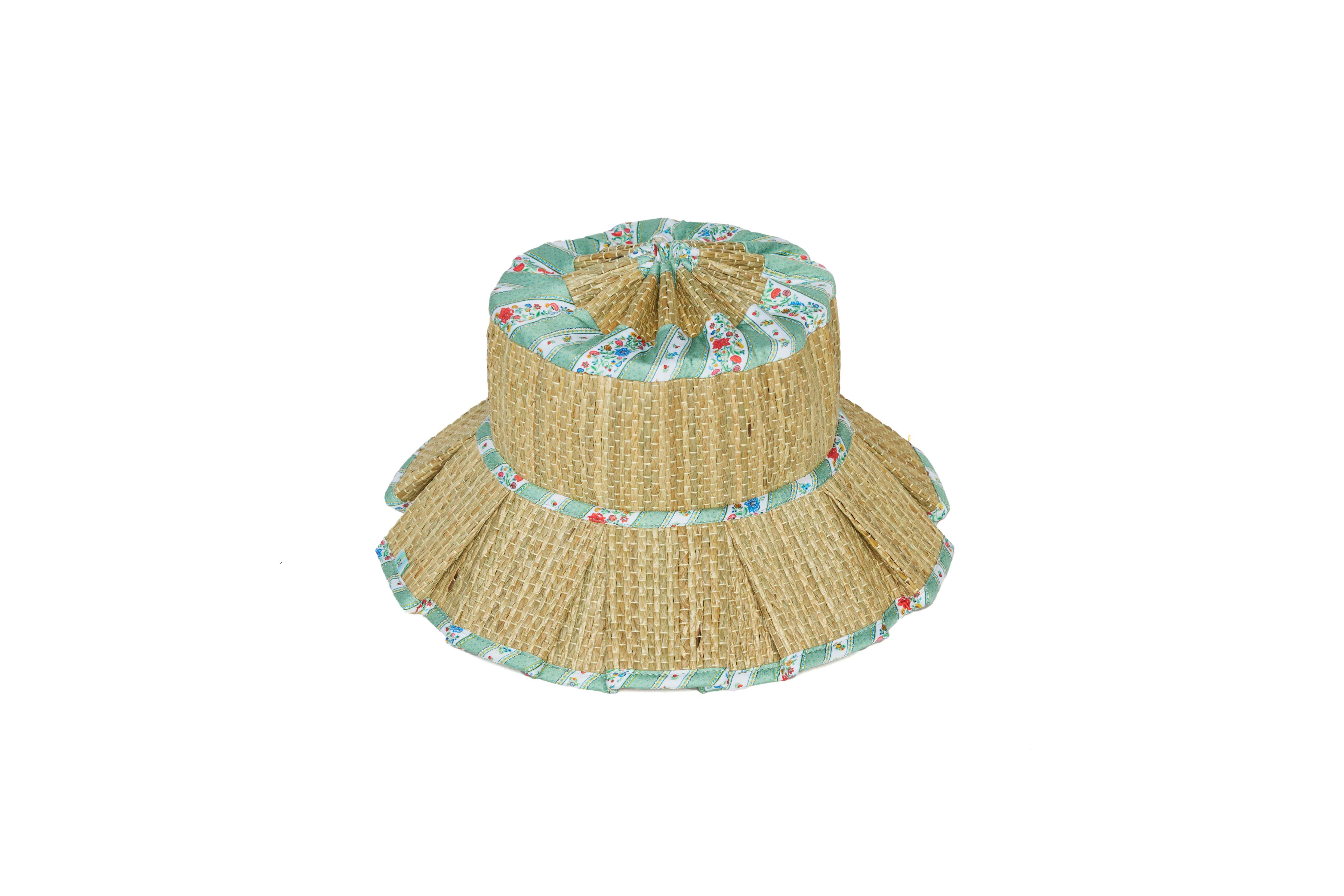 Sage Floral Stripe | Beauty Point Woman Grass Hat