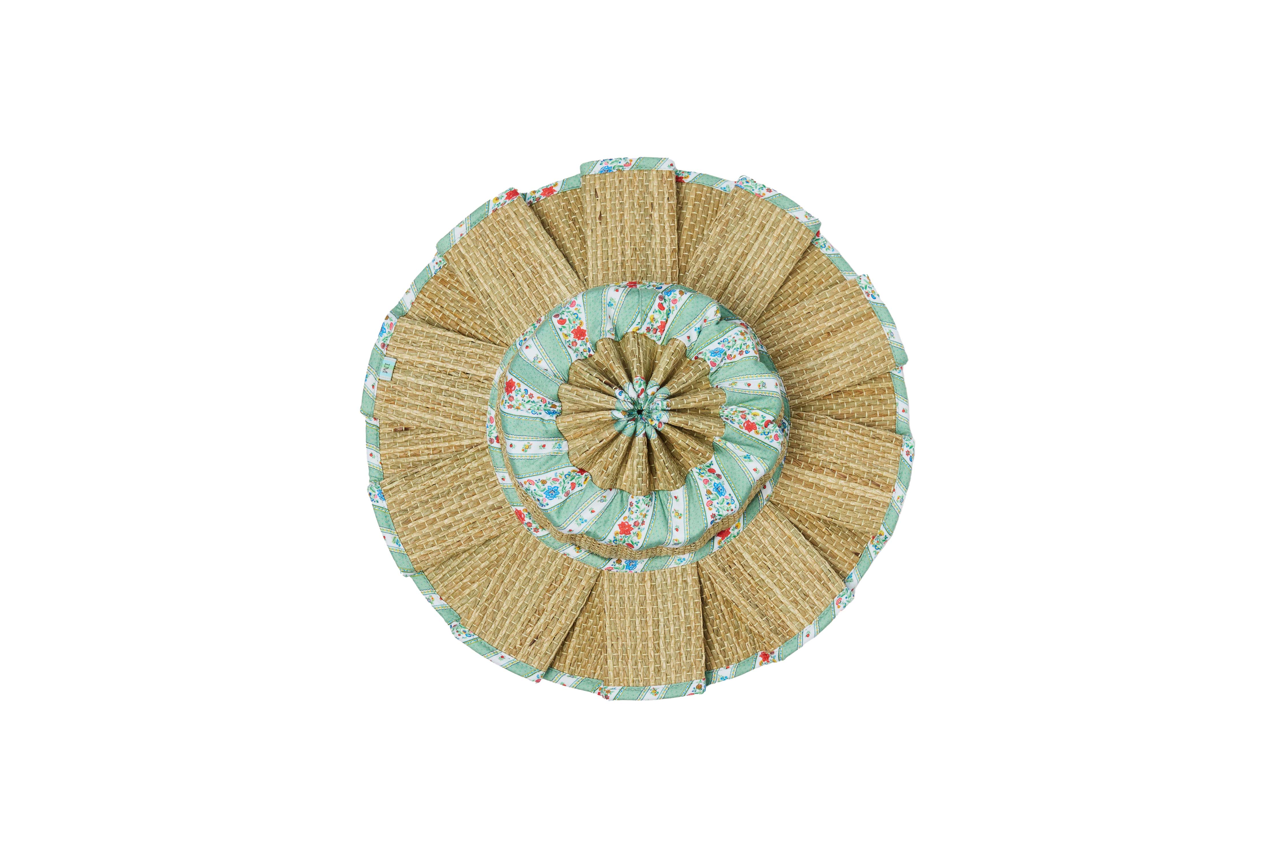 Sage Floral Stripe | Beauty Point Woman Grass Hat