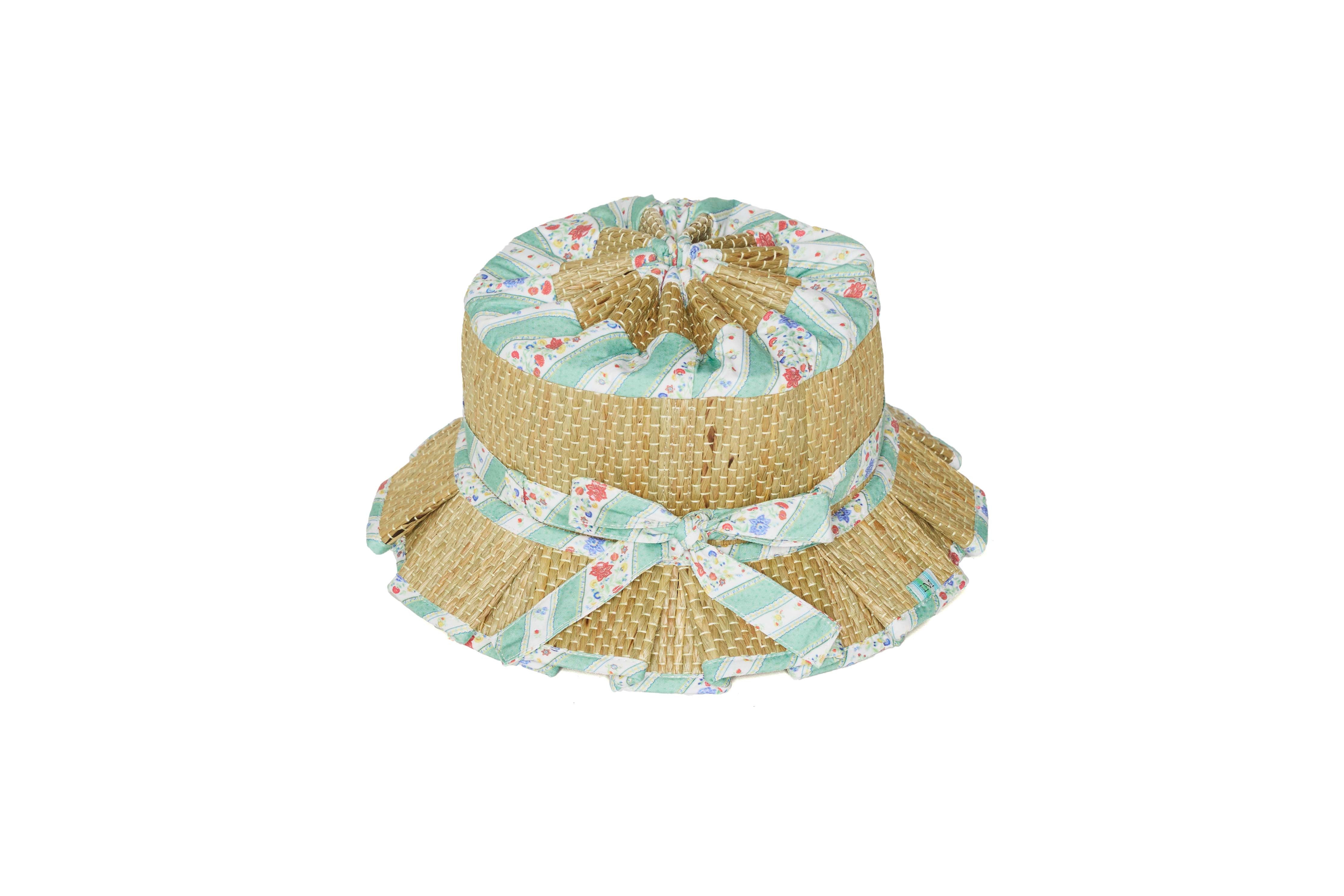 Sage Floral Stripe | Beauty Point Girl Grass Hat