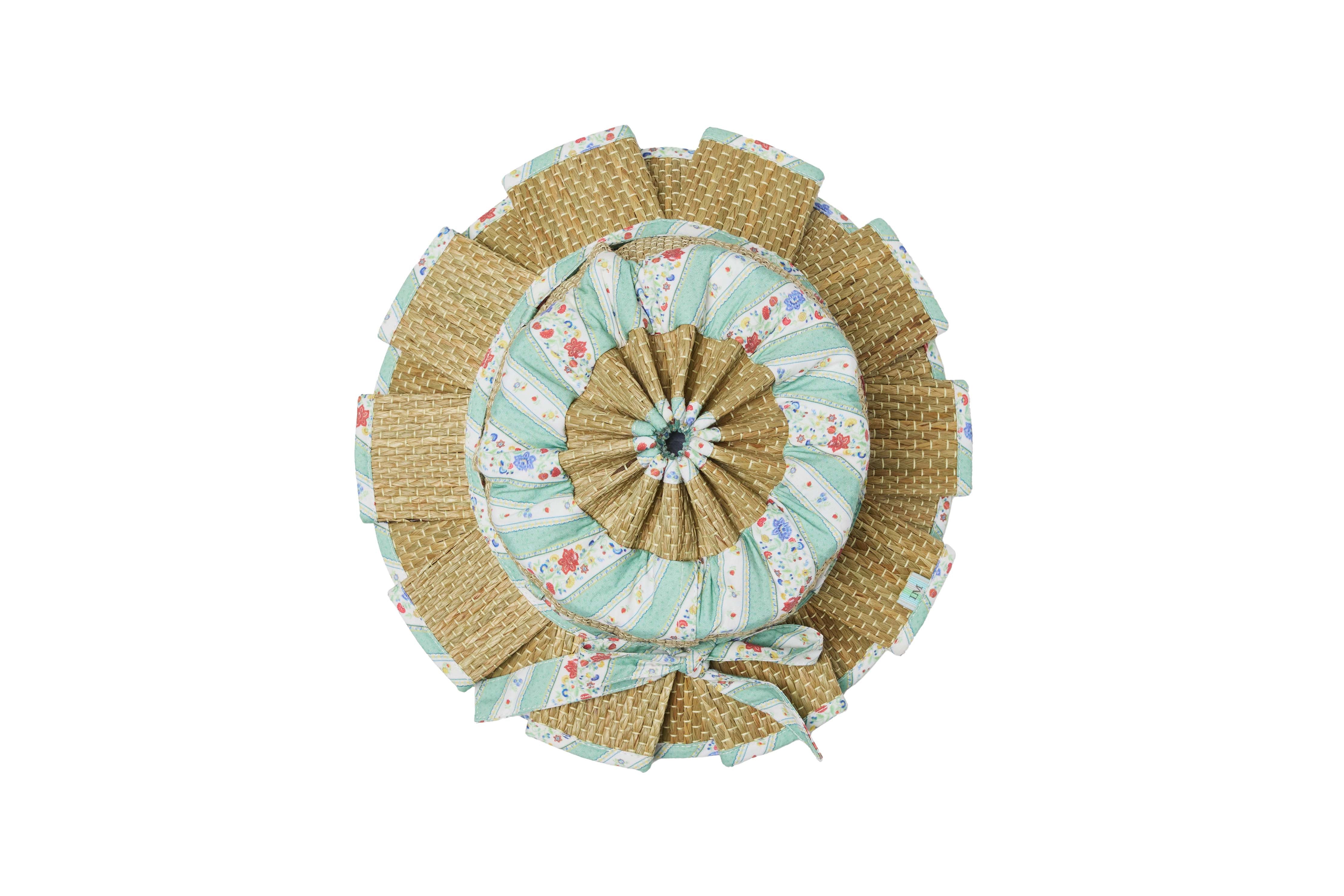 Sage Floral Stripe | Beauty Point Girl Grass Hat