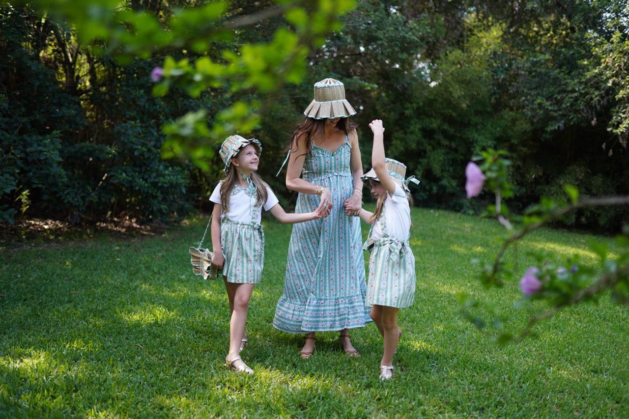 Sage Floral Stripe | Beauty Point Woman Grass Hat