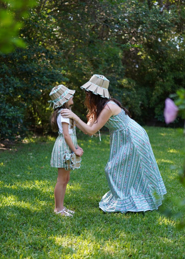Sage Floral Stripe | Beauty Point Woman Grass Hat