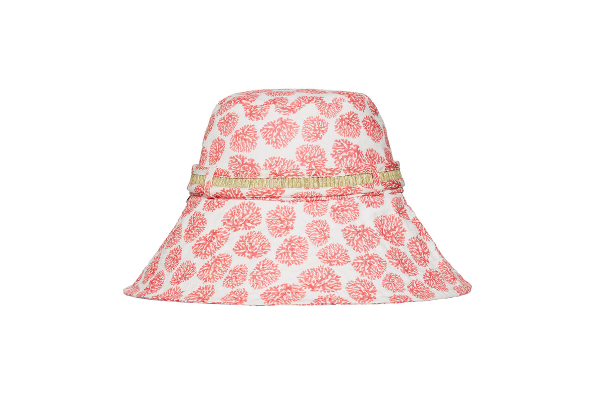 Lorna Murray Free People Garden Caravan Hat New Floral Bucket Hat Tropical Mums Bucket Hat | Navy | William Murray Golf main image 2