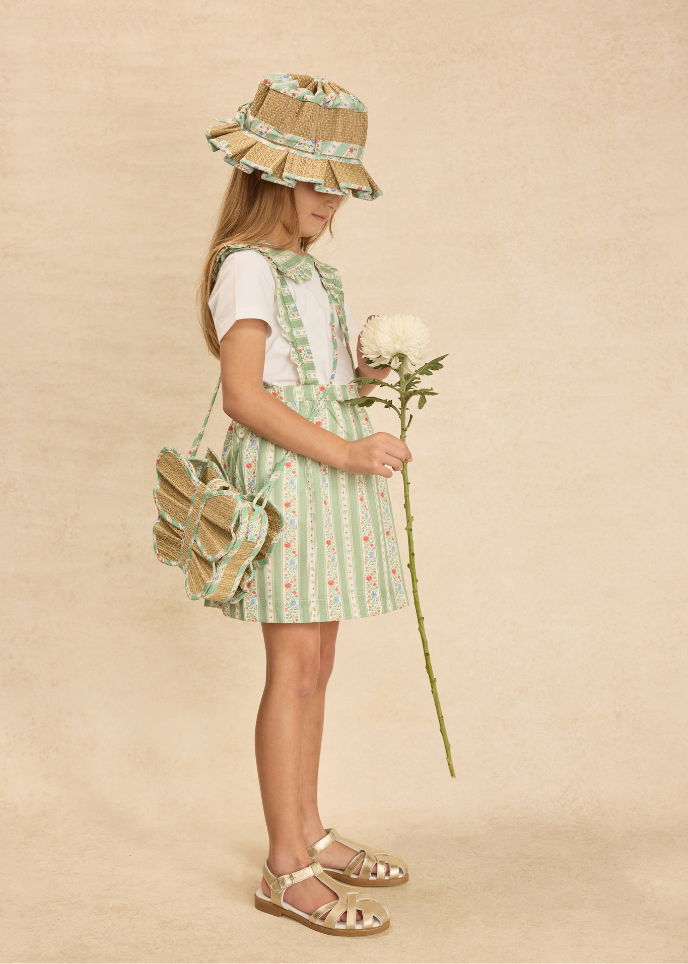Sage Floral Stripe | Beauty Point Girl Grass Hat