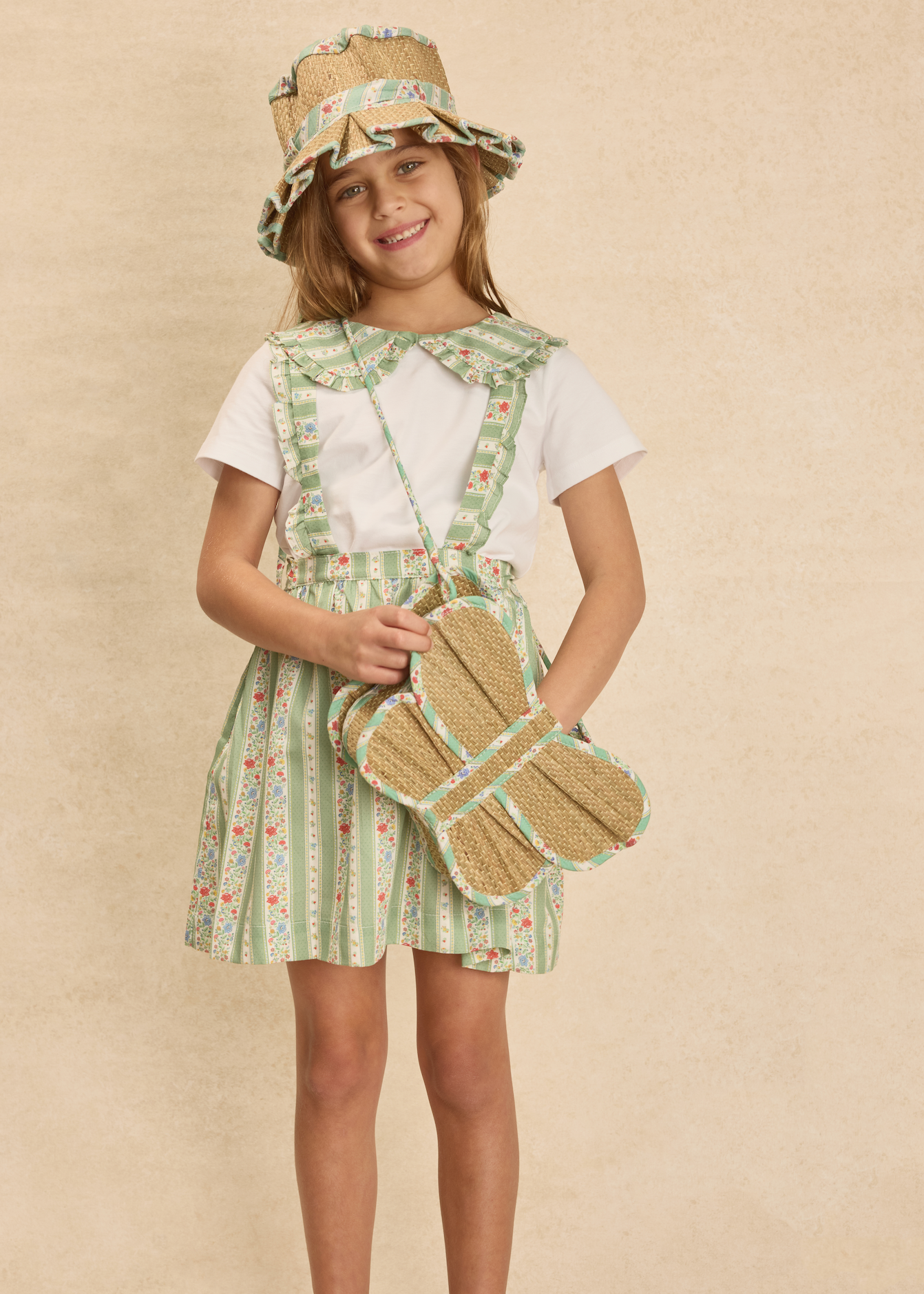 Sage Floral Stripe | Flutterby Grass Bag