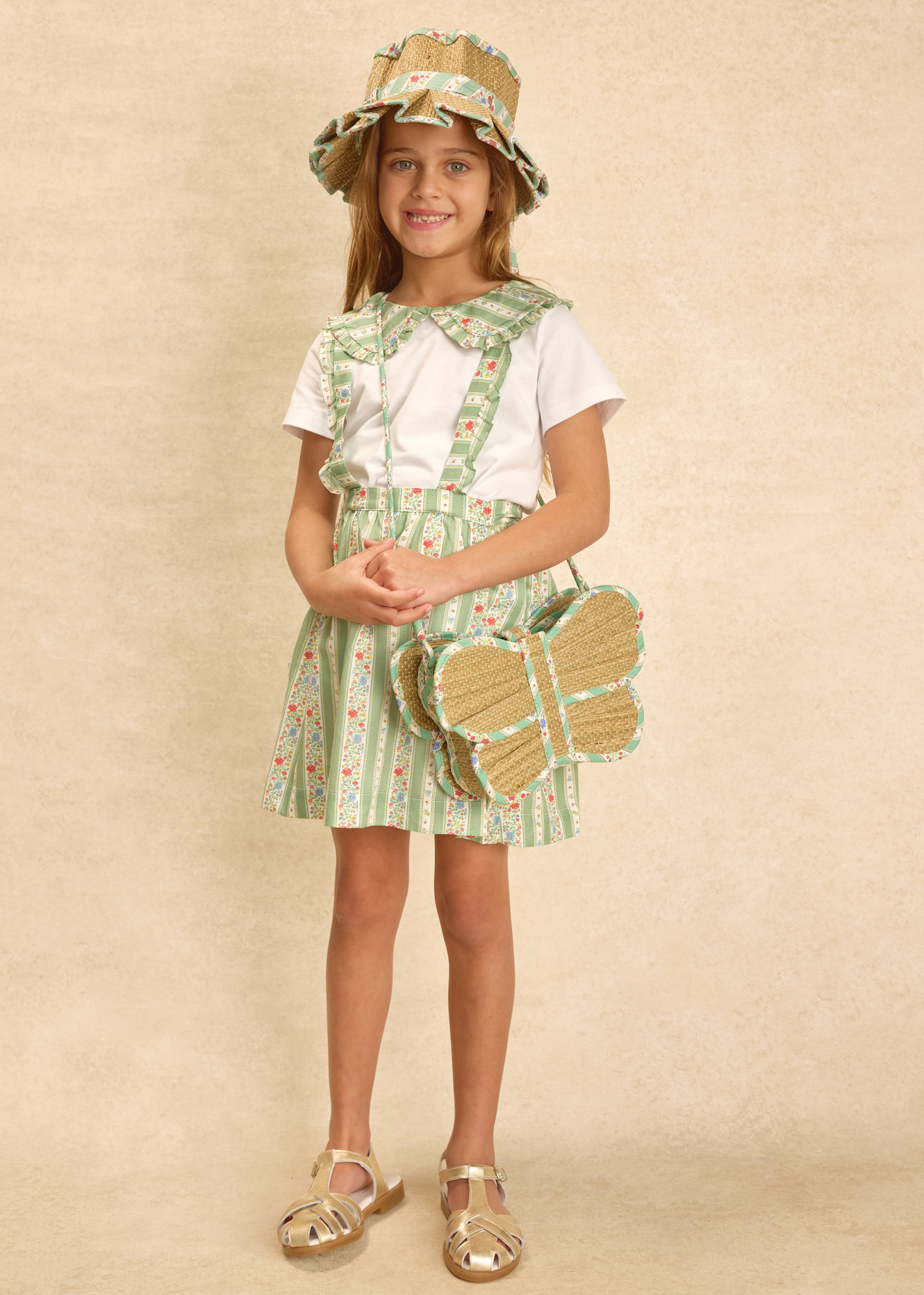 Sage Floral Stripe | Flutterby Grass Bag